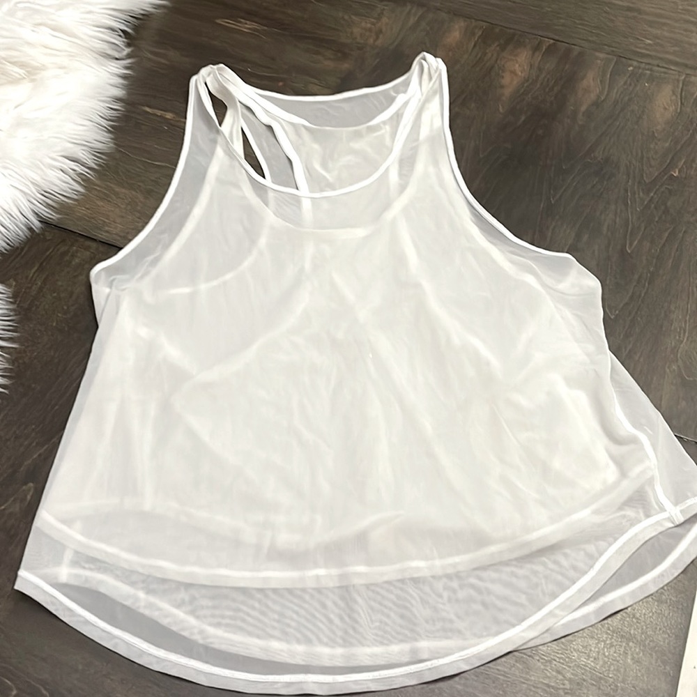 White Lululemon Layered Mesh Tank Top